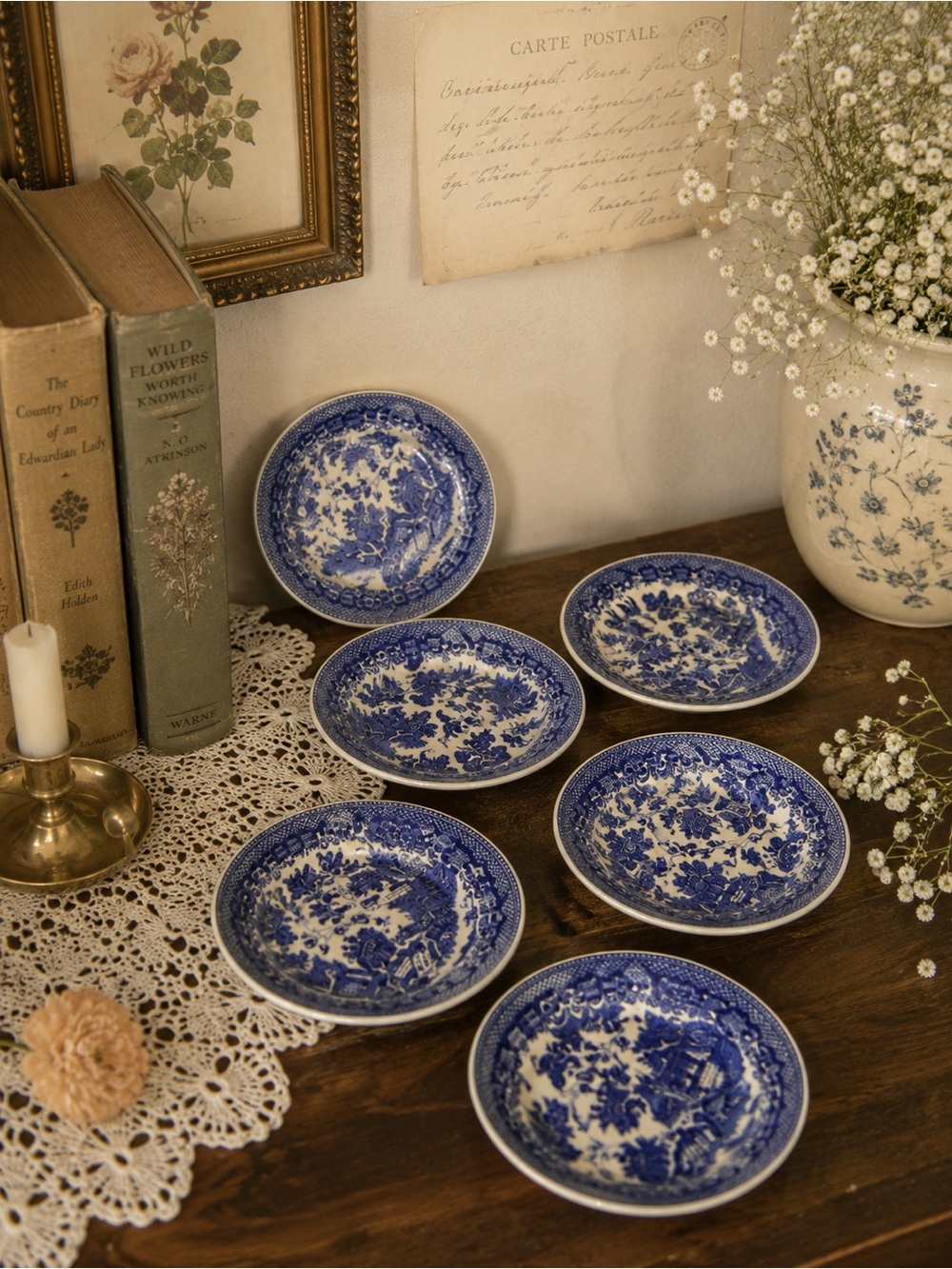 Vintage Blue Willow Small Plates - Set of 6 Made in Japan